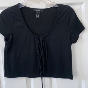 crop black top w two tie front can wear a nothing under